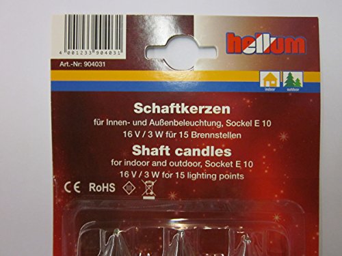 Hellum 904031, Ersatz-Schaftkerze Innen- und Aussenbeleuchtung, Sockel E 10, 16 V / 3 W, elfenbein, 3 auf Blisterkarte - 2