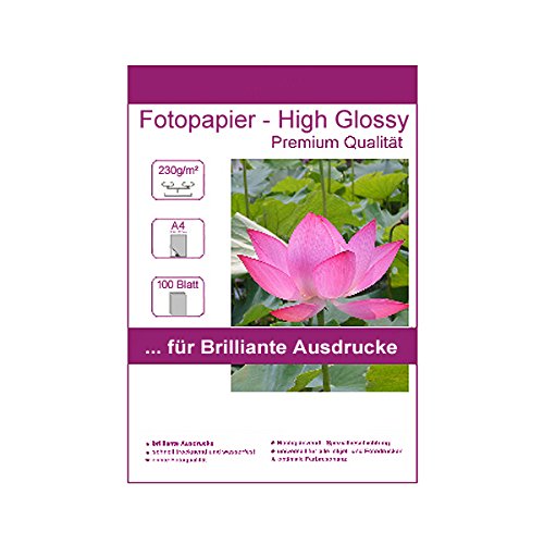 100 Blatt DIN A4 230g/m² Fotopapier Hglossy wasserfest Photopapier hochglänzend high glossy wasserfest photopaper photo paper DINA4 230g / m² 230g/qm