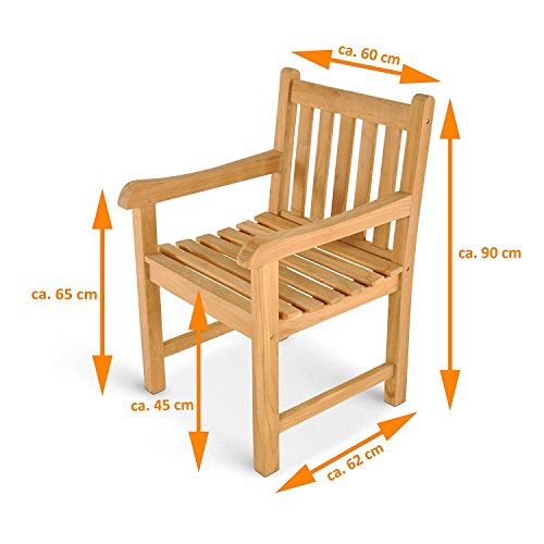 SAM® Sparset: Teak Holz Gartensessel Caracas, Gartenstuhl, inklusive Auflage in beige, Sessel aus Massivholz, Bequeme Armlehnen, Holzstuhl, ideal für Balkon, Garten und Terrasse [53257863] - 9