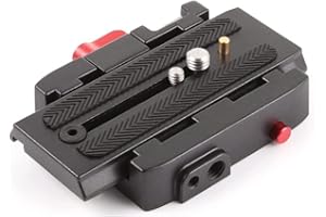 PYXEL Quick Release Plate Aluminum Alloy Camera Tripod Shoe Plate with 1/4" and 3/8" Screw for DSLR Camera Camcorder Tripod Monopod, Compatible with Manfrotto 501HDV 503HDV 701HDV 577/519/561/Q5