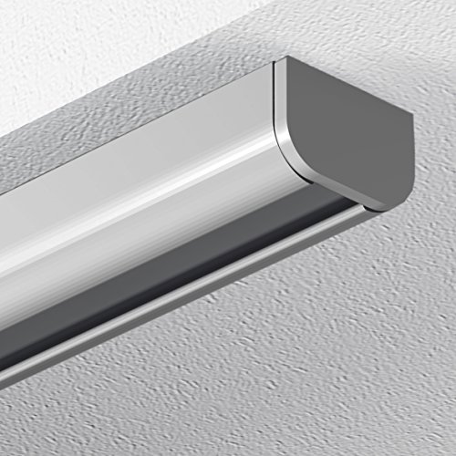 GARDUNA 120cm Schleuderschiene Gardinenschiene Vorhangschiene, Aluminium, silber, hochwertig eloxiert, 1-läufig