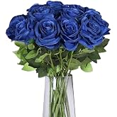 TILONKJ 12 Pieces Artificial Blue Roses for Weddings, Realistic Artificial Flowers, for Bridal Bouquets, Birthday Parties, An