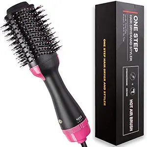 Ascetic Hot Air Brush 4 IN 1 Hair Dryer Brush,One Step Hair Dryer & Styler & Volumizer & Hair Curler, Negative Ions Comb Straightener Salon/Curly Reduce Frizz/Static