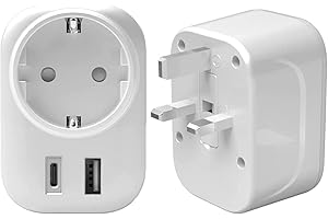Superpow Adattatore Universale da Viaggio, Adattatore Presa Inglese con 1 USB e 1 Type-C, Adattatore UK, Europa Italiana da 2 pin a GB 3 pin per Irlanda, Regno Unito, Gran Bretagna, Scozia, tipo G