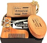 Presents for Men - Male Grooming Kit - Beard Comb + Beard Brush + Moustache Scissors + Elegant Gift Box - Gifts for Men with Beard - Anniversary Gifts for him - Perfect Present by KOGAION UK