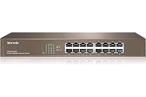 Tenda 16-Port Gigabit Switch Unmanaged Ethernet Switch (Plug and Play Network Switch, Fanless, Desktop / Wall / Rack Mounting, 6kV Lightning Protection, Steel Case)(TEG1016D)