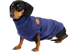 Ginger Ted Warm Fleece Dachshund Jumper size 16"/41cm Navy SLIM Fit - for short leg breeds, windproof polarfleece, washable, breathable, jumper sweater style