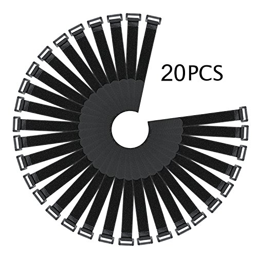 Fastening Cable Ties,Reusable Hook and Loop Cord Straps in Black by XIAO MO GU,20 Pcs