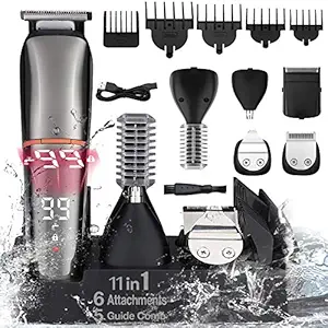 Hair Clipper For Men Professional Beard Trimmer Grooming Kit Cordless 6 In 1 Grooming With Led Display Usb Rechargeable Whole Body Washable Body Mustache Nose Hair Ear Body Groomer Hair Stylist Gifts