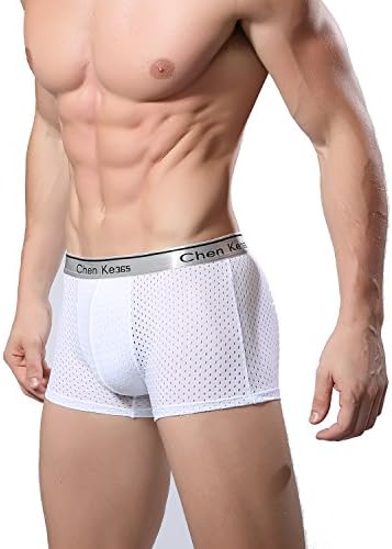 FZmix Men's See Through Boxer Shorts Ultra Thin Transparent Bikini Soft Swimming Underpants White