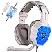 Produktbild SADES A70 7.1 Surround Sound Stereo PC Gaming Headset Stirnband Kopfhörer Gaming mit HiFi Mikrofon USB Stecker Steuerung Fern Cool Breathing LED Lichter (weiß)