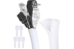 Adiwo Guaina Intrecciata Self-Closing 2M Raccogli Cavi Espandibile e Tagliabile Bianco