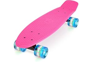 Xootz Retro-Kunststoff-Skateboard mit LED-Leuchtrollen, für Kinder, komplett