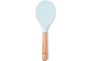 Spatule à riz Yum Asia Premium avec manche en bois de hêtre et silicone de qualité supérieure (Cuillère Spatule, Bleu ciel)