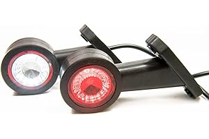 ‎WEB TRUCK Web Truck 2 x Gummi Begrenzungsleuchte Seitenleuchte Positionsleuchte 12V 24V, weiß, rot, für LKW PKW Anhänger, Trailer, Abschleppwagen, auf einem kurzen, schrägen Wohnwagen usw