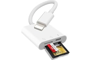Loydia Lector de Tarjetas SD para iPhone/iPad, 3 en 1 Adaptador Lightning a Lector Tarjetas SD/Micro SD Card Reader, Play & Plug, Lector de Cámara Digital Adaptador de Tarjeta SD para iPhone 14/12/11
