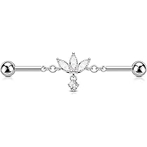 XSDSLS 16G industriële piercing roestvrij staal industriële piercing bars oorbellen scaffold oor piercings barbell kraakbeen helix piercings voor dames, One Size, Roestvrij staal, Geen edelsteen