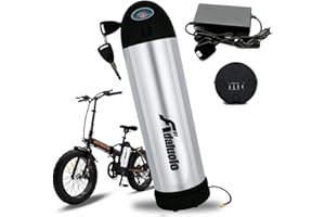 Adaluolo Batería de Bicicleta Eléctrica, 36V 10AH Botellas Ebike Batería Plata Extraíble Lones Litio Repuesto Batería con Cargador, Base de 4 Pines, Bloqueo Seguro para 200W 250W 350W Motor