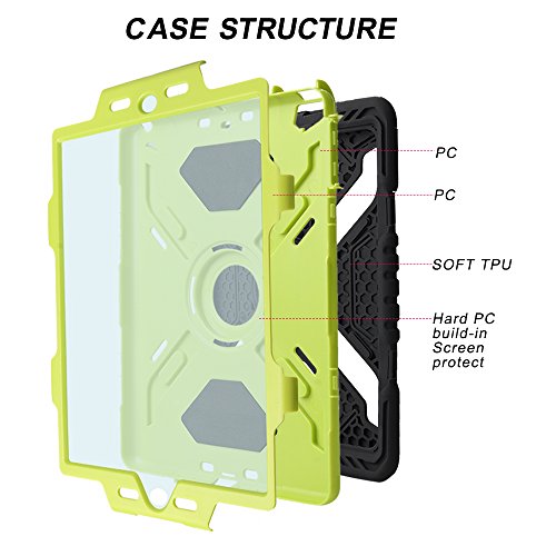 New iPad 9.7 2017 Hülle, Feitenn Heavy Duty Armor Hard Back Schutzhülle Kickstand Silikon PC Dual Layer Protective Case Ständer Stoßfest Shock-Absorption Back Cover Hülle für Apple New iPad 9.7 Zoll (SchwarzGrün) - 3