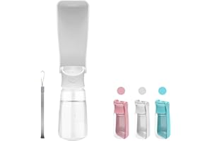 PETCOOZ Trinkflasche Hunde 550ml, Faltbar Hundetrinkflasche für Unterwegs, Tragbare Wasserflasche Hunde, Wassernapf Hundewasserflasche für Hund Katze Haustier Auslaufsicher zum Wandern Reisen, Weiß