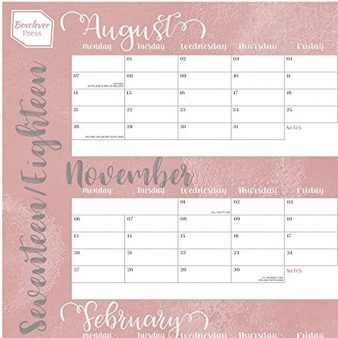 2017-2018 Large Academic Wall Planner calendar. Block format. Non-Laminated. Home or Office Wall Chart. Runs August 2017 to July 2018. Includes all main UK dates and holidays. Also available laminated.