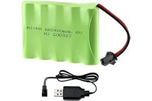 Yangers uppladdningsbart NI-MH 5S AA-batteri paket 6 V 2 400 mAh SM 2 stift kontakt honkontakt med USB-laddare för RC bil off