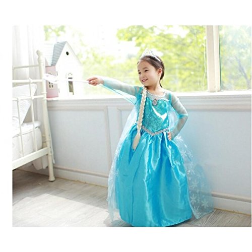 Costume Principessa Elsa Per Bambina - Abito Regina Di Ghiaccio Con Corona E Accessori, Per Carnevale E Halloween