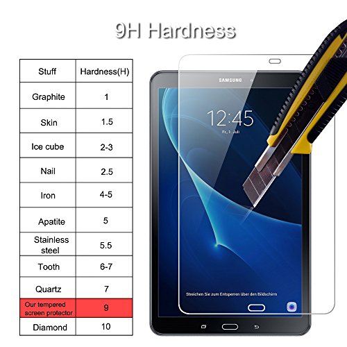 VIFLYKOO Samsung Galaxy Tab A 10.1 displaybeschermfolie, hardheidsgraad 9H 2,5d superdünn krasvast HD Helder Ballistic gehard glas displaybeschermfolie voor Samsung Galaxy Tab A 10.1 2016 t580 N - 2