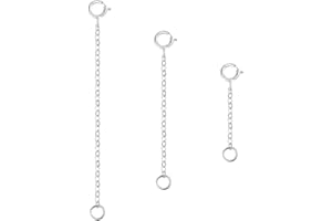 GlasFlength Rallonges Chaînes, 3 PCS 925 Chaîne D'extension de Collier Rallonge de Chaîne en Argent Sterling Rallonge Collier pour Allonger Colliers et Bracelets pour Fabrication de Bijoux (3 5 8CM)