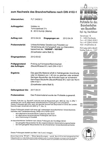 Hochqualitativer Verdunkelungsvorhang nach Maß, Verdunkelungsgardine, schwer entflammbar, feuerfest, B1 und M1 Zertifikat, Thermogardine, Kräuselband, Beige (205cm) - 6