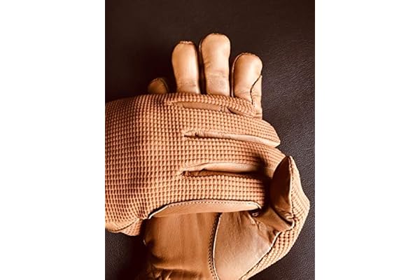 Sulkhanz Gants d'équitation pour homme en cuir véritable et coton de qualité supérieure Marron clair