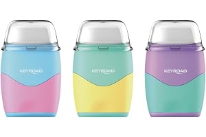 Keyroad Plastpennvässare med suddgummi, pastellpennvässare, dubbel pennvässare, färgblandning