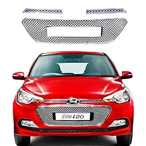 CAR SAAZ Bentley Style Front Chrome Grill Compatible with i20 Elite Type-1(2014-2017)