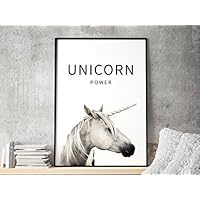 Poster: unicorn power, schwarz-weiß