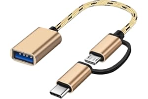 Seminer 2-in-1 USB C/Micro auf USB Adapter, USB C auf USB, Micro auf USB 3.0 OTG Adapterkabel Kompatibel mit MacBook Android Google Samsung Galaxy und mehr, Gold