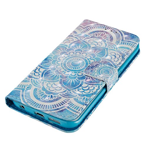 Samsung Galaxy S6 Edge Leder Hülle,Galaxy S6 Edge Book Case,TOYYM Folio PU Leder Wallet Tasche Case mit Standfunktion Karteneinschub und Magnetverschluß,Notebook Flip Cover Brieftasche Handytasche Innere Bumper Back Case Etui Hüllen für Samsung Galaxy S6 Edge,Mandala - 3