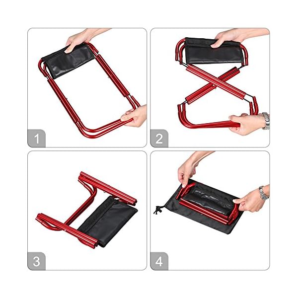 Sue-Supply Ultraleicht Alu Hocker klappbar Sitzhocker Klappstuhl Faltbar für BBQ, Camping, Angeln, Reisen, Wandern… – Bild 4