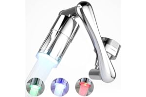 KAYLEINSTER 1440° Grifo Aireador Giratorio FM22/FM20/M24 Adaptador Difusor Lavabo,Extensión de Grifo de Fregadero con luz LED,Alargador Grifo BañO Atomizador Cabezal Grifo,Extensión Boquilla Grifo