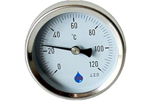 PLUMBING4HOME Solid Metal Industrial Temperature Gauge Dial Probe 1/2" Rear Entry Thermometer
