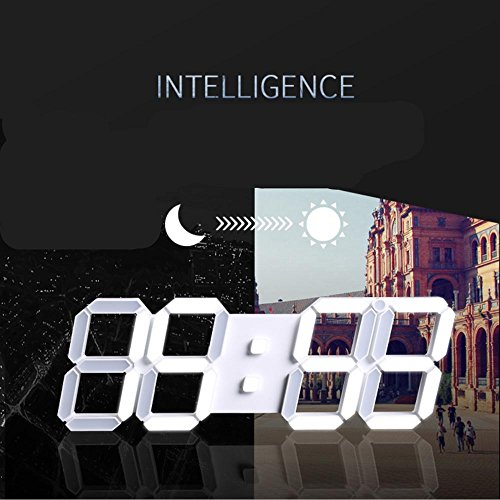Preisvergleich Produktbild Wanduhr der einfachen Wanduhr LED dreidimensionale digitale Uhrwohnungsuhr kreative , Weiß