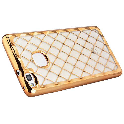 GrandEver Huawei P9 LiteWeiche Silikon Hülle Bumper Rückschale Schutzhülle Ultra Slim Rahmen Leicht Rückseite Schutz Backcover TPU Silicon Cover Tasche Soft Case Weich Handytasche Premium Handyhülle – Gold - 6