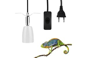 Udbrud Portalampada Calore Rettile, Portalampada E27 per Lampada Termica con Interruttore Lampada Tartarughe Lampada Calore Ceramica Presa 360° Regolabile per Rettili, Anfibi (Bianco)