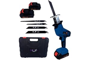 GENERICO Sega a Gattuccio, Seghetto Portatile a Batteria, Motore Brushless da 2800 SPM, Doppia Batteria 48V, Set di 4 lame versatili, Valigetta