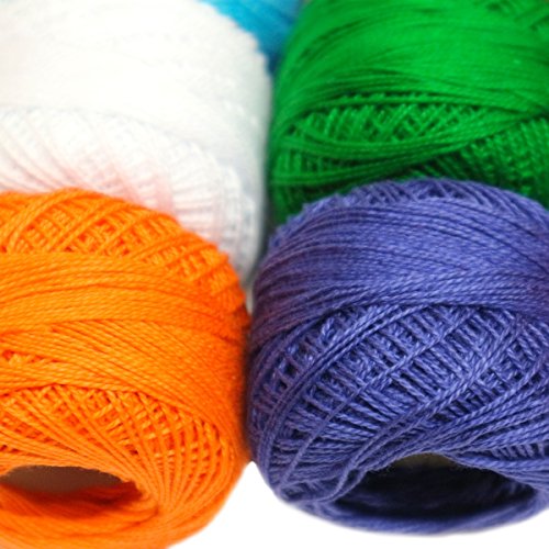 KurtzyTM 10 x farbiger Häkel-Baumwollgarn – jeder Ballen 10g – stricken/Spitzenhandarbeit – 850 m - 4