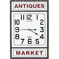 Kare Wanduhr Antique Market Reloj de Pared, Madera, Weiß, 6.1 x 56.5 x 85 cm