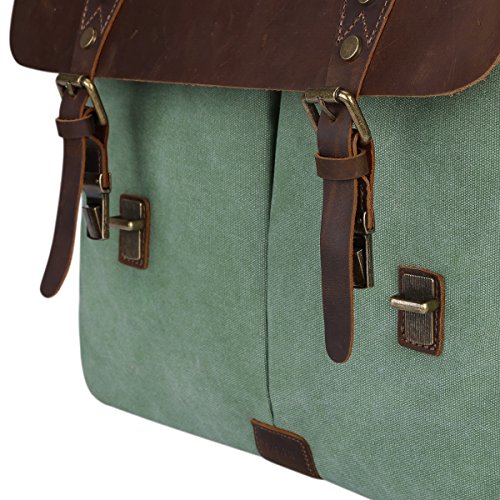 S-ZONE Vintage Segeltuch Leder Unisex Damen Herren Junge Multifunktiontasche Umh  ngetasche Henkeltaschen Laptoptasche Beutel f  r Arbeit Studium Reis