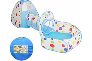 FLOVING 3 dans 1 Tente de Jeu Gonflable de Tente d'enfants et Tente de Jeu d'enfant de Boule de Pit avec Le Cerceau de Basket-Ball, pour l'usage d'intérieur et extérieur avec Sac de Transport. (Bleu)