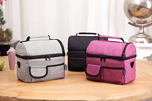 PuTwo Kühltasche Lunchtasche mit Schulterriemen Hohe Kapazität Kühltasche Mahlzeiten schwarz - 4