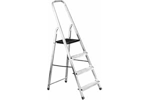 MYPRO Aluminium Step Ladder - 4 Step Folding Ladder - Non-Slip Surface Hand Rails - Closed Height 1480 mm Platform Height 770 mm