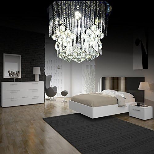 Chandelier Lights19.5"*19.5" Square Simple Classic Design Crystal Ceiling Mount Light Fixture Double Color Warm(3000k) White(6000k) Transparent Ball With Replacement One More LED Patch